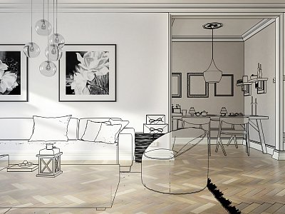Ramgestaltung: Apartment (Teilzeichnung) - 4th Life Photography - stock.adobe.com